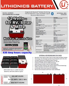 Click here for the details on this powerful, 320 Amp hour, light weight, high performance lithium-ion battery for RV's, Solar and Trucks